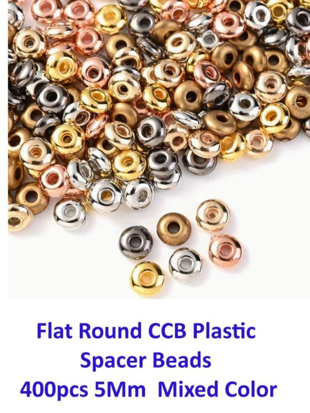 Flat Round Plastic Spacer Beads Glossy Acrylic CCB Beads 400pcs 5Mm Mixed Color